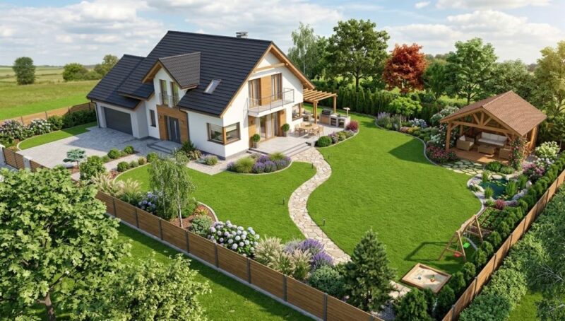 3D prikaz kuće i dvorišta